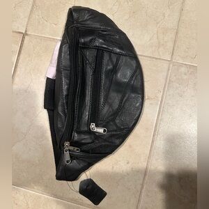 Black Leather Belt Bag